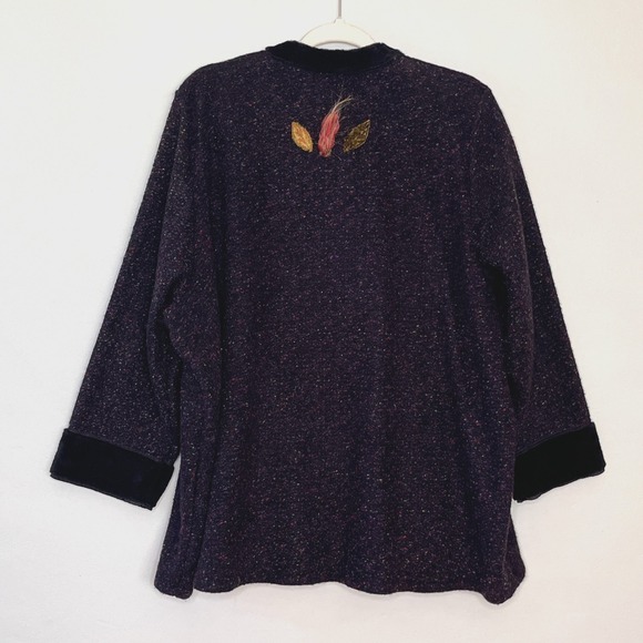 Lee Andersen 2X Jacket Velvet Trim Appliques Art To Wear Whimsical Winter - Picture 8 of 13